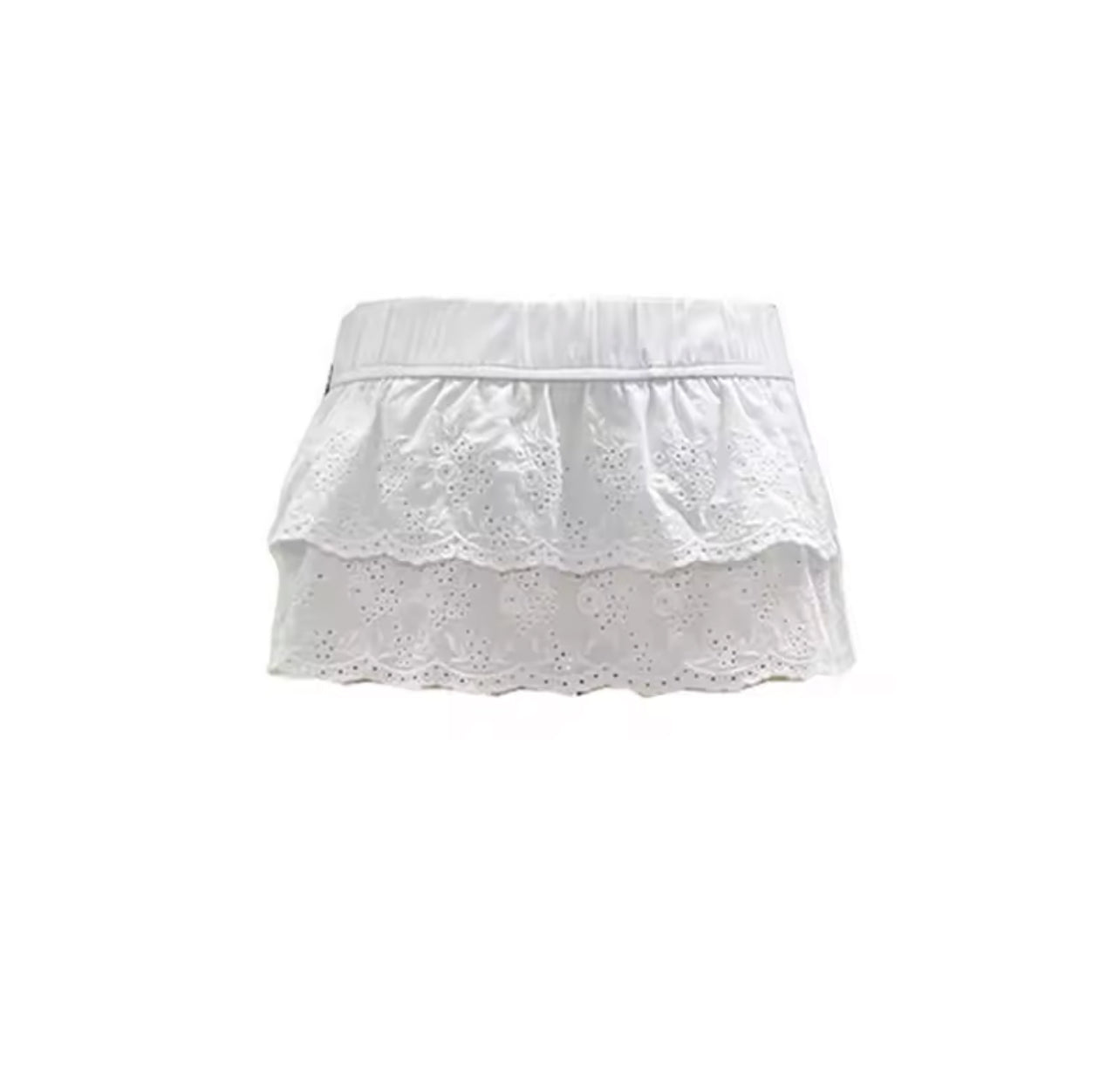 Tiered Eyelet Mini Skirt