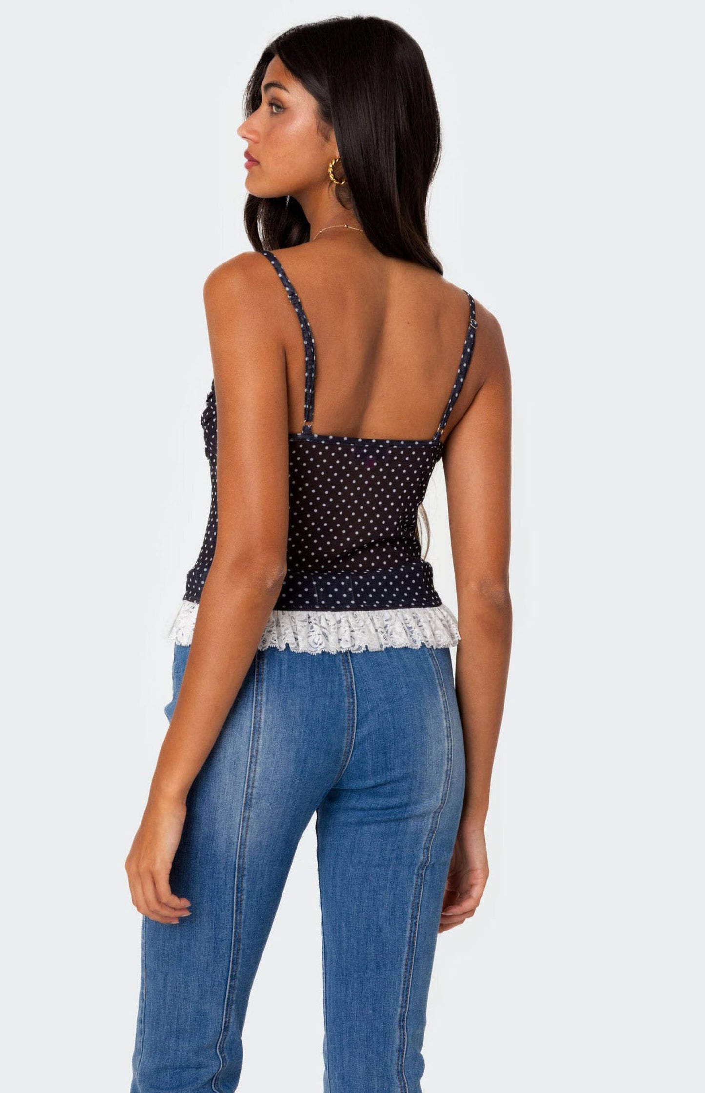 Polka Dot Mesh Top