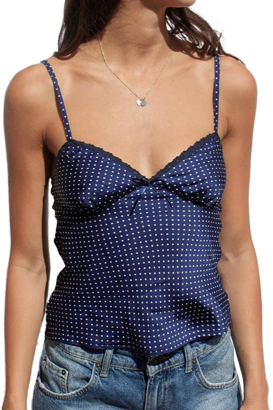 Navy Polka Dot Cami Top