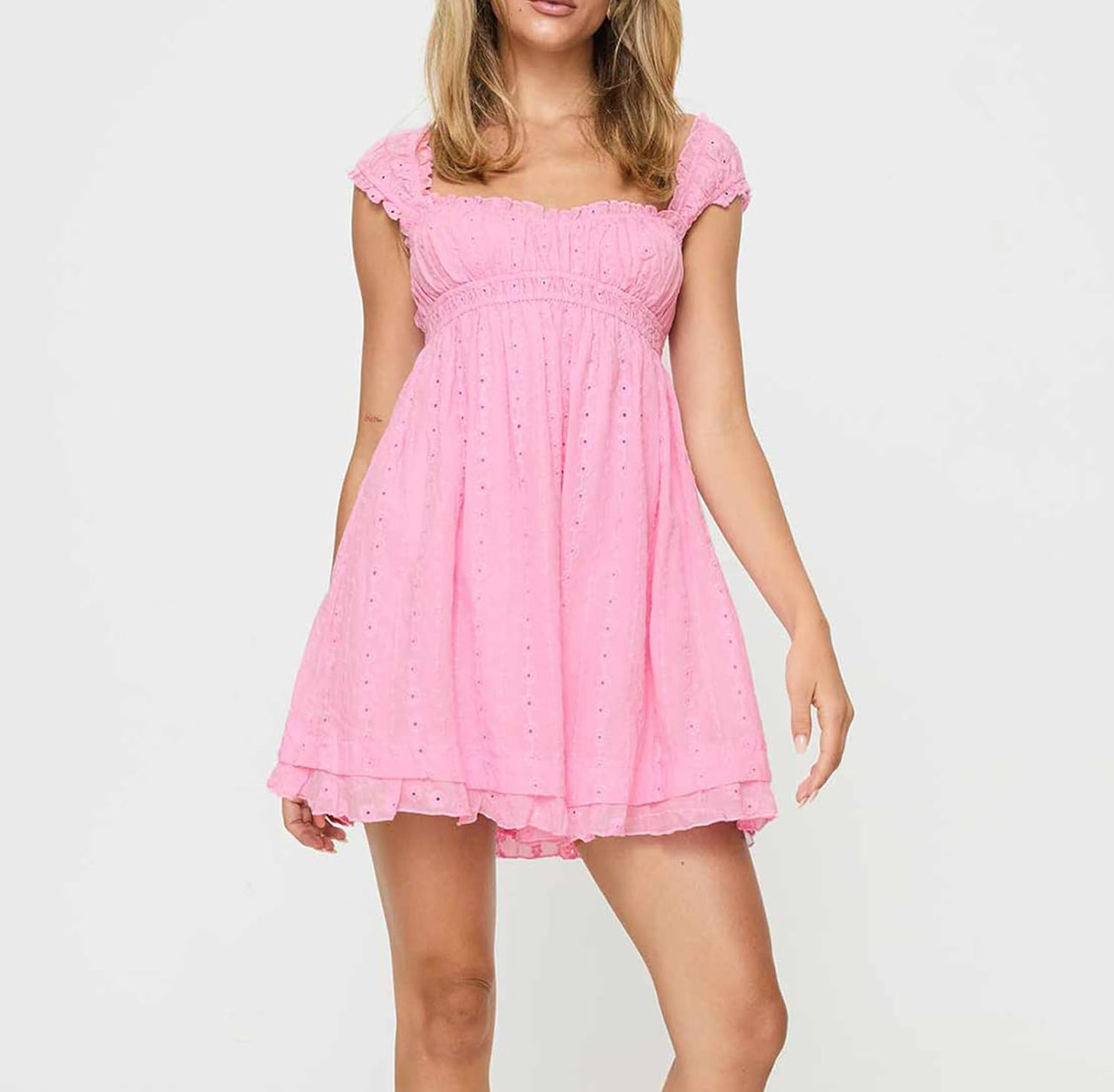 Sweetheart Flutter Sleeve Mini Dress