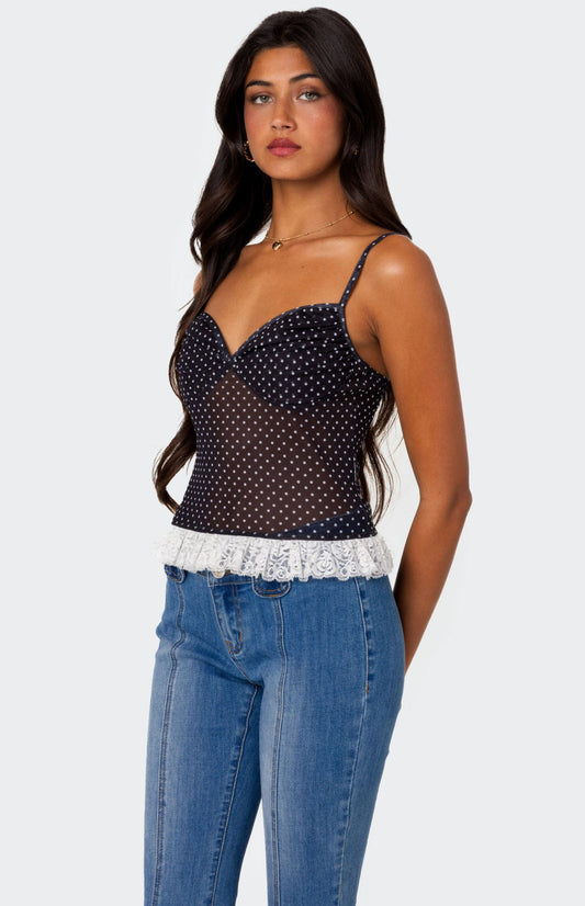 Polka Dot Mesh Top