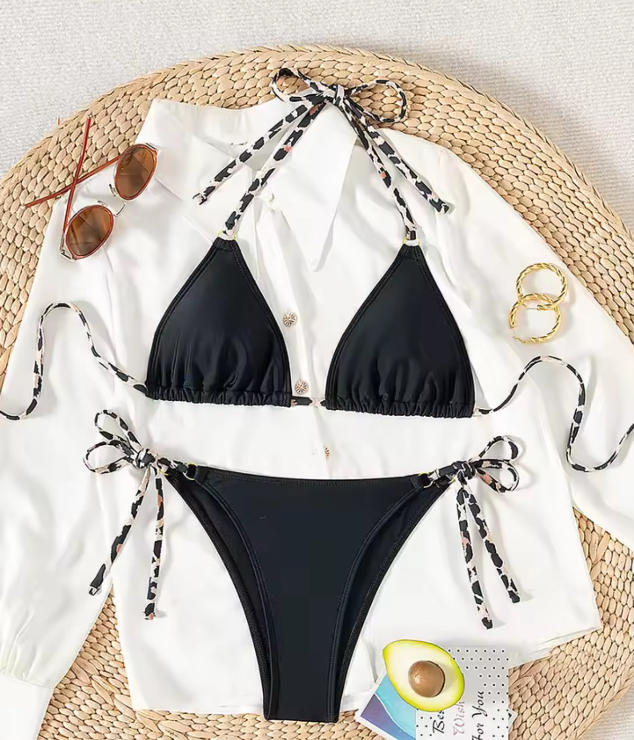 Black Leopard Strap Bikini