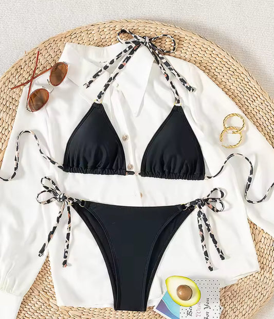 Black Leopard Strap Bikini