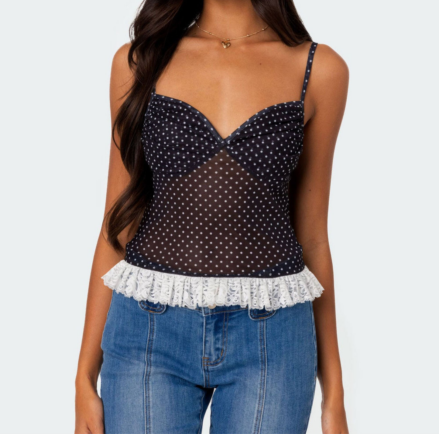 Polka Dot Mesh Top