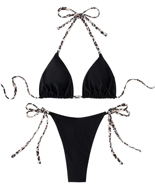 Black Leopard Strap Bikini