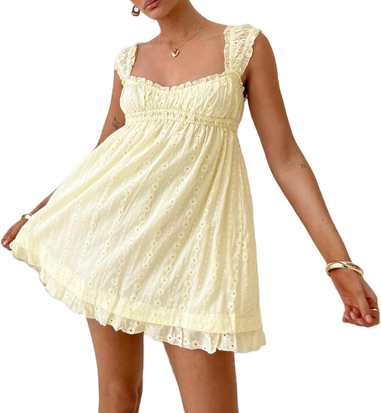 Sweetheart Flutter Sleeve Mini Dress