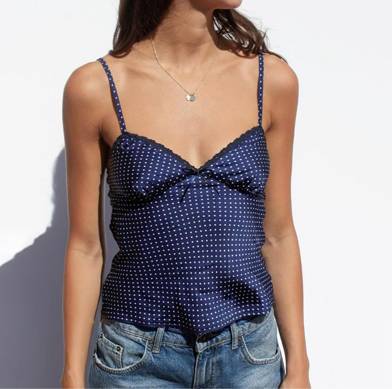 Navy Polka Dot Cami Top