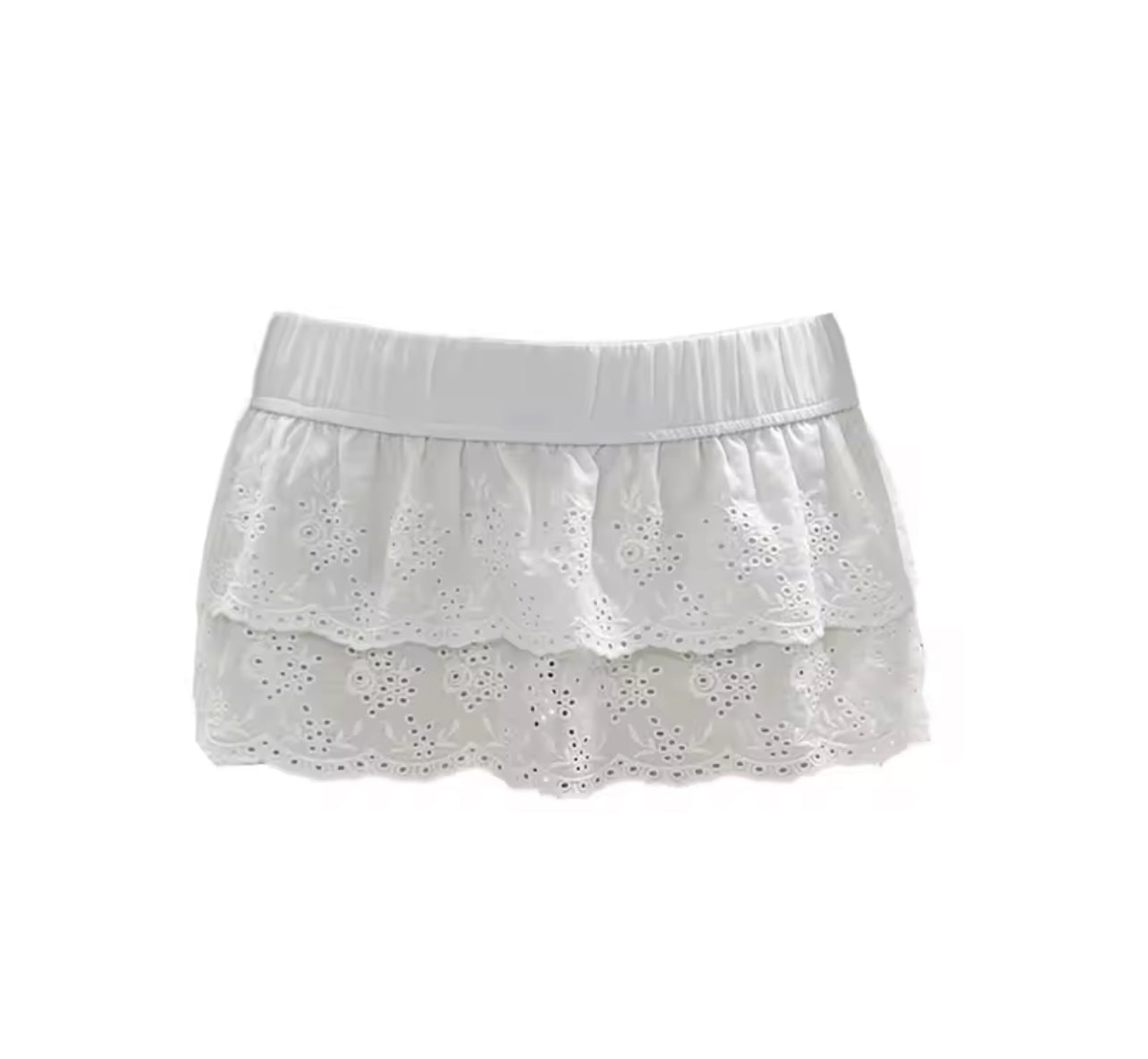 Tiered Eyelet Mini Skirt