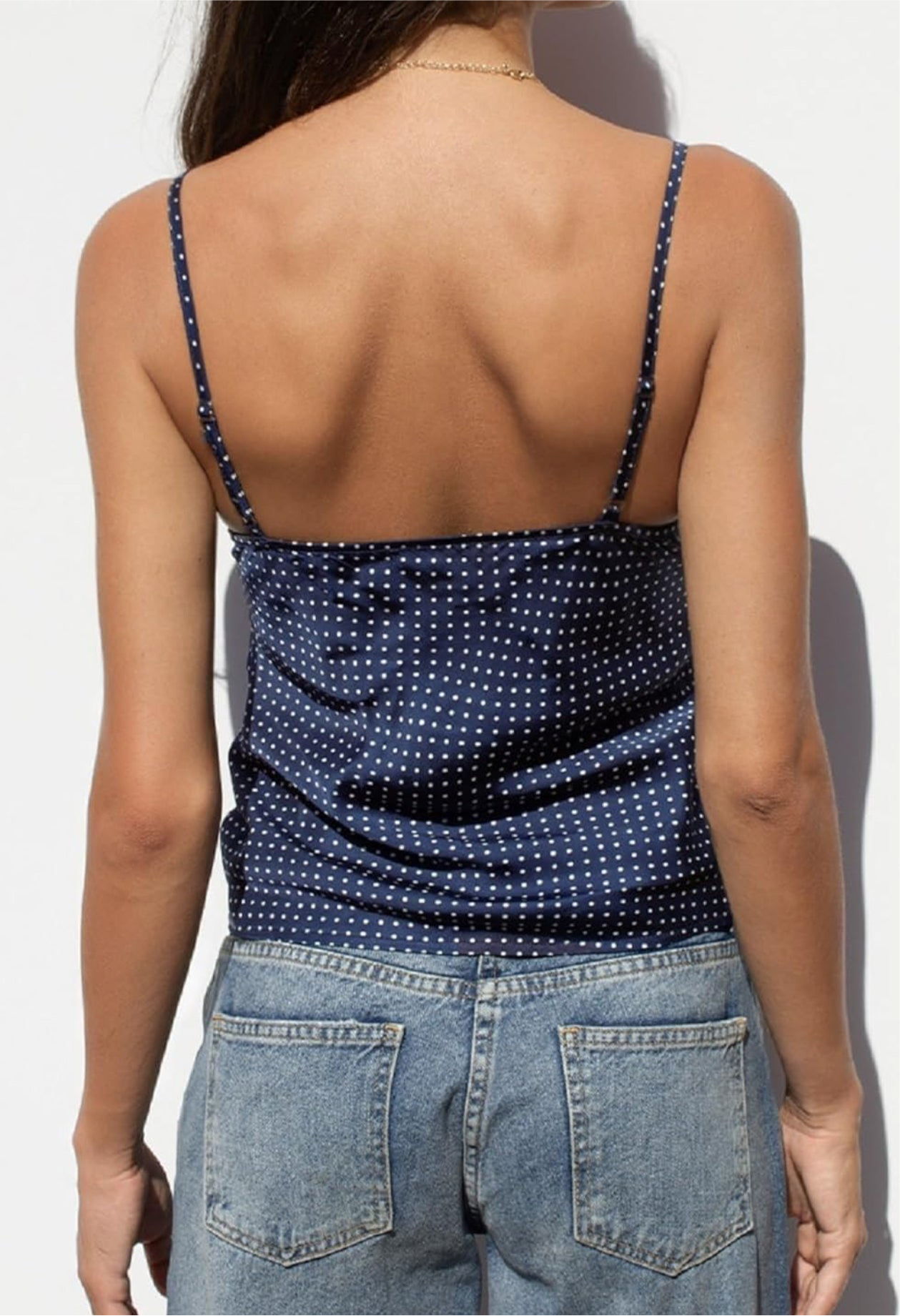 Navy Polka Dot Cami Top