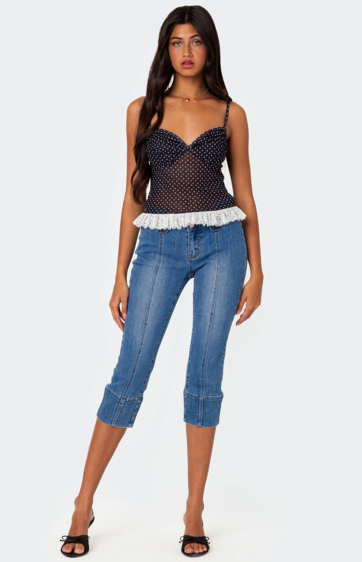 Polka Dot Mesh Top